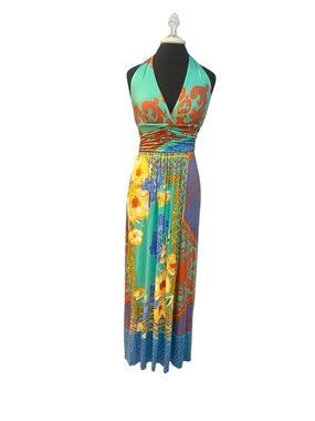 Hale Bob Tropical Floral Halter Maxi Size Medium $345